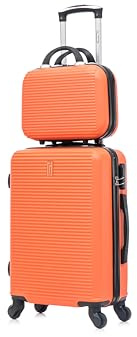 CELIMS - Valigie leggere approvate da più di 100 compagnie aeree per un viaggio in tutta sicurezza, arancione, Cabine 55 cm + Vanity 12 Pouces
