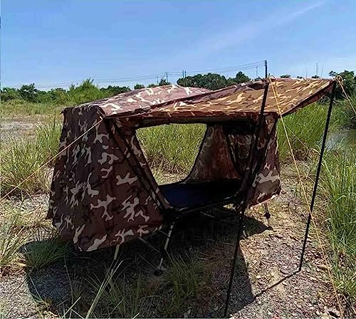 Off-The-Ground-Zelt, zusammenklappbares Zelt, kombinierter Off-Ground-Zeltschutz mit Tragetasche, Höhenverstellung für Wanderungen und Outdoor-Aktivitäten (Camouflage Single)
