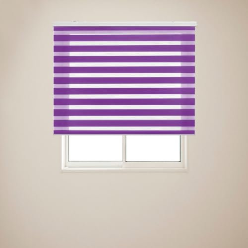 Doppelrollo ohne Bohren 70 x 280 cm Sonnenschutz & Sichtschutz Thermorollo Fensterrollo mit Klemmträger für Tür & Fenster, Lila