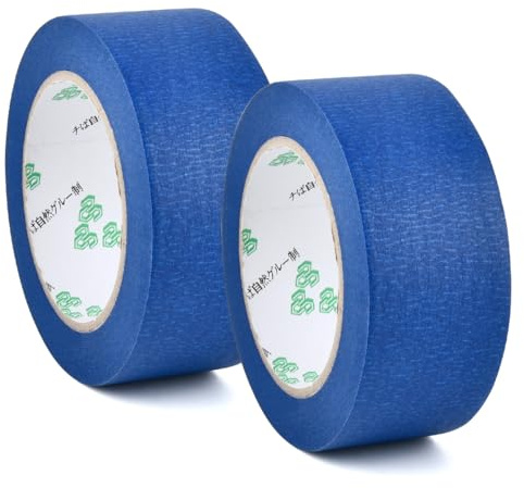 FINZOO 2 Rollen Kreppband Malerband 48mmx50m,Kreppband für Malerarbeiten und Dekoration Malerkrepp,Abklebeband Maler,Abklebeband zum Streichen, Lackieren, Renovieren, Blau