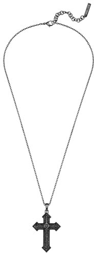 POLICE Stoneset PEAGN0036502 Collier Avec pendentif en Forme de Croix Noire Pour Homme, Large, Acier inoxydable, Pas de gemme
