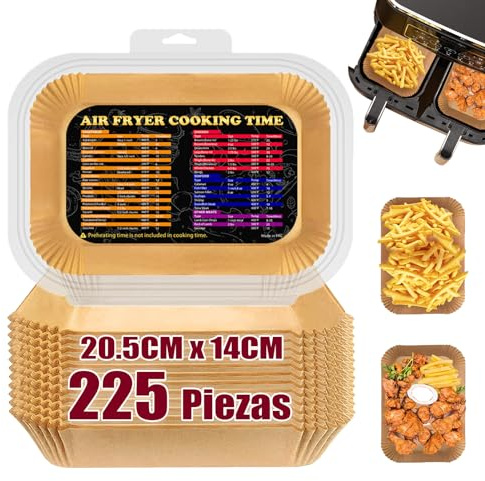 225 Pièces Papier Cuisson pour Ninja Foodi Air Fryer, 20.5x14cm Rectangulair Papier Sulfurisé Feuilles pour Ninja Foodi AF300EU AF400EU Et Autres friteuses à air à double panier