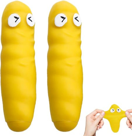 2 Stück Kackwurst Stress Wurst, Dehnbarer Kackhack zum Stressabbau, Stretchy Poo Ball Fake Stretchy Poop Stressabbau Spielzeug, Lustiges Geburtstags Geschenk Scherzspielzeug für Kinder Yellow