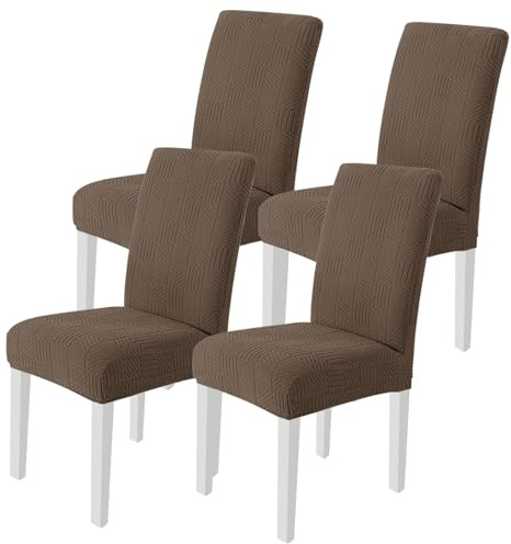 Ystyle Stretch Stuhlhussen 4er Set, Stuhlbezug Elastisch Abnehmbarer Waschbarer, Stuhlbezüge Chair Cover Langlebig Universal, Für Hotel Bankett Küche Restaurant Hochzeit Party, Braun