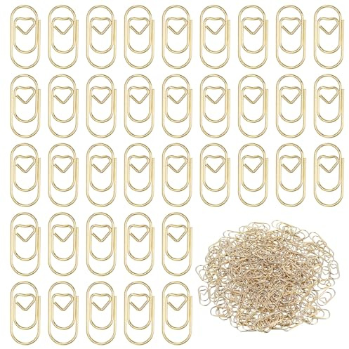 220 goldene herzförmige Mini-Büroklammern, Herz-Paperclips-Set für Büro, Schule und Klassenzimmer zur Aktenablage
