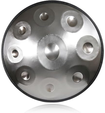 440Hz/432Hz Handpan Trommel Stahl Erwachsene Handpan in d Moll 9/10/12Noten Handpan für Anfänger Geschenk Professionell Percussionsinstrument mit Hand Pan Tasche(9NOTES-Silver,440HZ)