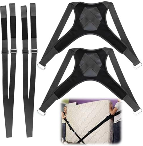 Tragegurte Umzug, 2 Personen Tragegurt, 4 Stück Tragegurte Umzug Möbel Set, Hebe und Tragegurt, 400kg Hebegurt Umzugshelfer, Mobelgurt, Transportgurt, Einfaches Heben, Tragen, Bewegen von Möbeln