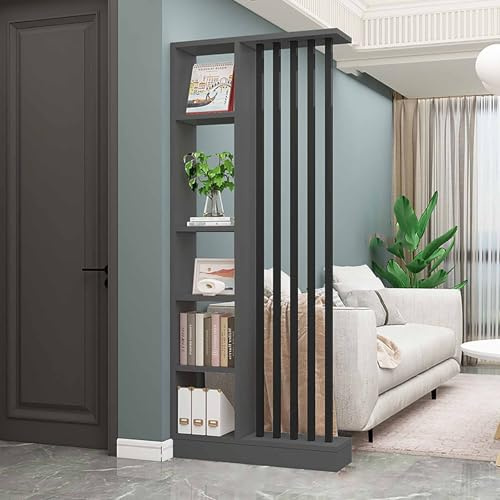 Entrance Hall Partition Screen Column Floor to Ceiling, Freestanding Room Divider with Shelves for the Living Room, Modern Freestanding Wood Room Divider Screen, Privacy Screens Room Partition Post(Gr
