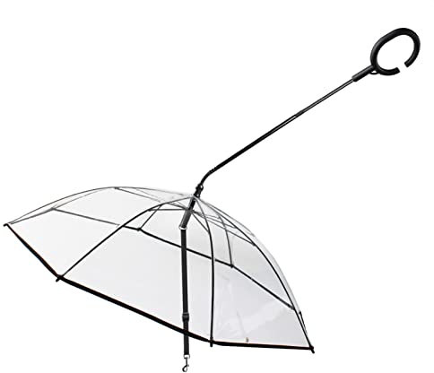 Transparenter Regenschirm Für Hunde | Klarer Regenschirm Für Hunde Mit Leine Für Kleine Haustiere - Hält Ihr Haustier Trocken Und Bequem Bei Regen Mit Leine, Verstellbarem Hundeschirm Mit C-förmigem G