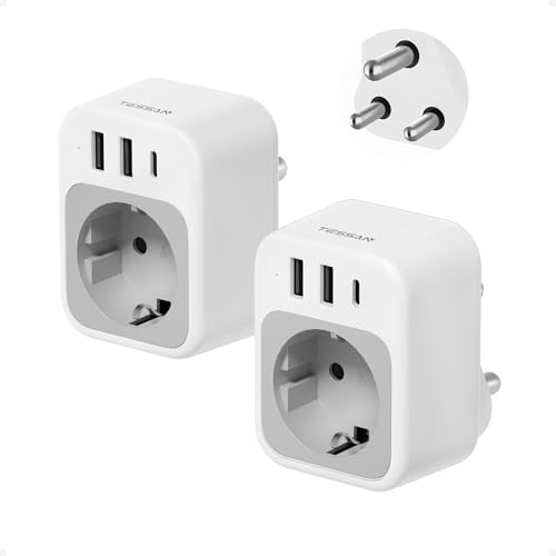 TESSAN 2er Pack Adapter Südafrika Steckdose mit 3 USB, 4 in 1 Reisestecker | Reiseadapter Südafrika mit USB C, Steckdosenadapter Namibia Stecker Adapter Typ M für South Africa, Namibia, Botswana, Nepal