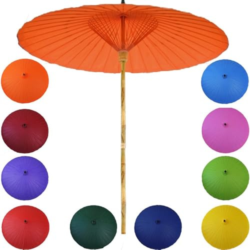 QSPNVFB Ölpapier-Sonnenschirm Groß Rund Gartenschirm Retro-chinesischer 200cm Tragbarer Strandschirm Aus Bambus Handgemachter Strandschirm Für Hochzeit(Orange)