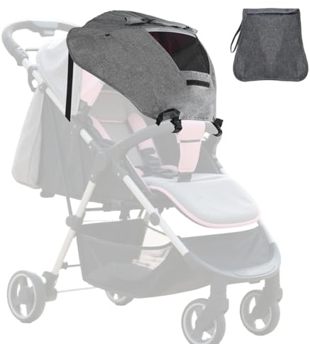 1 pieza gris cochecito protección solar protección UV chubasquero ventana de techo visible doble capa impermeable y resistente al polvo equipado con bolsa independiente