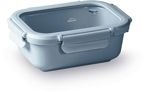 LACOR - 64643 - Recipiente Ceram Blue, Cerámica, 1150 ml, Apto para microondas, Apto para horno, 100% hermético, Libre de plomo, cadmio y níquel, ClipLock System