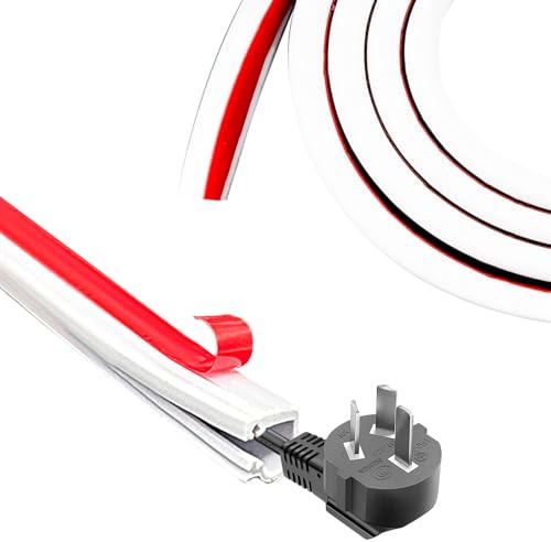 LUMOOM 1 mini canalina autoadesiva per cavi, in PVC flessibile, per una protezione sicura dei cavi, ideale per casa, scuola, concerti, ufficio, appartamento (1 m, bianco)