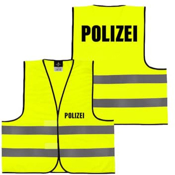 Polizei Warnweste mit Aufdruck – 5er & 10er Set – Sicherheitsweste für Sicherheitspersonal – Rücken & Front bedruckt – Gelb oder Orange – XS bis 6XL – Reflektierende Weste für Events & Einsätze