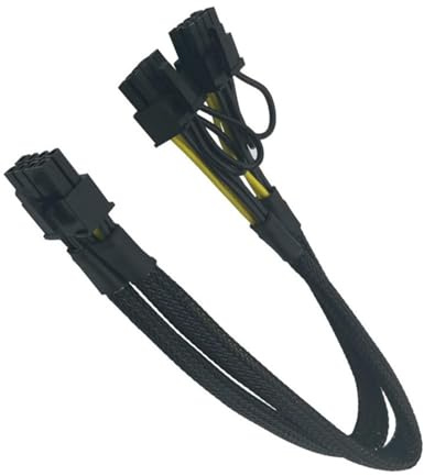 NVOQILIN GPU VGA PCIe 8 pines macho a dos 2 x 8 pines (6+2) macho PCIexpress fuente de alimentación trenzado en Y cable de extensión divisor en Y de 40 cm, cable de alimentación para tarjeta gráfica