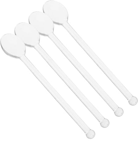 Warmhm 4pcs Glass Stirring Spoons Long Handle Tea Stirrer Mixing Spoons for Coffee Latte for Tea Parties and Home Bar Use