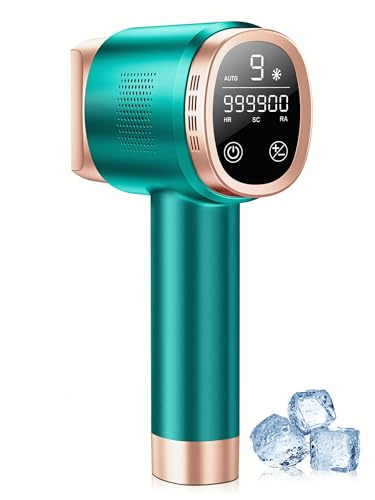 Epilatore Luce Pulsata 8°C con Funzione di Raffreddamento a Ghiaccio, 21J Luce Pulsata 9 Livelli, Rossa 600NM a Casa per Donne e Uomini, Dispositivo di Epilazione per Viso, Bikini e Corpo, Verde