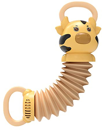 CCYLEZ Acordeón, Juguetes Educativos de Música, Dibujos Animados, Forma de Vaca Bonita, Instrumento para Niños, Juguete Interactivo para el Hogar y el Jardín de Infantes (YELLOW)