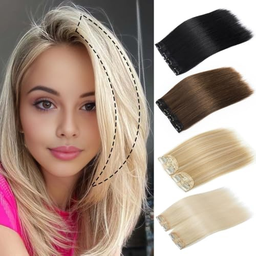 PARXITN Clip in Hair Extensions 2-delat set med 4 klämmor korta 20 cm släta syntetiska hårdelar för kvinnor hårkomprimering naturlig blond