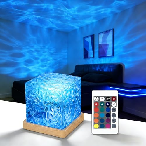 Projecteur Ciel Étoilé,16 Couleurs Cube Cristal Lampe,Lumiere Ambiance avec Télécommande Veilleuse Enfant Projecteur Aurore Boréale,Lampe Étoilée pour Chambre à Coucher et Projecteur de Plafond,Cadeau