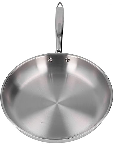Sartén Profesional de Acero Inoxidable de Construcción Robusta para Huevos Revueltos, Saltear Verduras, Acero Inoxidable 304 Plateado (30 centimetros)