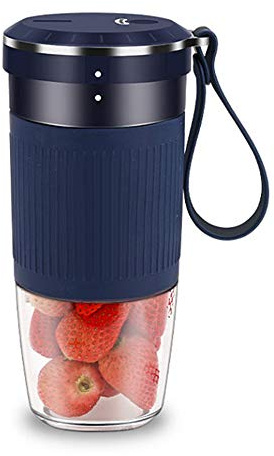 Dioche Mini Exprimidor Portátil - Licuadora Personal Recargable por USB para Batidos y Comida para Bebés - Exprimidor de Jugo de 300 Ml Apto para Viajes con Cuchillas de Acero Inoxidable (BLUE)