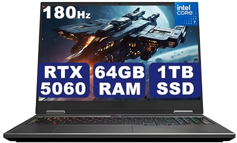 GUOM Gaming Laptop, GeForce RTX 5060 8GB GDDR7 GPU, 20 Cores 14th Gen Intel Core i7-14700HX CPU, 64GB DDR5 RAM, 1TB PCIe4 NVMe SSD, 16 Ultra HD Display 2.5K 180Hz/3ms, Wi-Fi 6E, Backlit, Win11 Pro