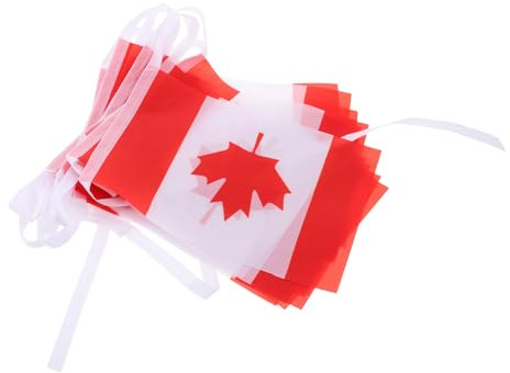 UPKOCH Striscione Bandierine Canadesi 14x21 Cm, Mini Striscione da 20 Pezzi Corda per Decorazioni Esterne, per Eventi Sportivi e Feste Patriottiche