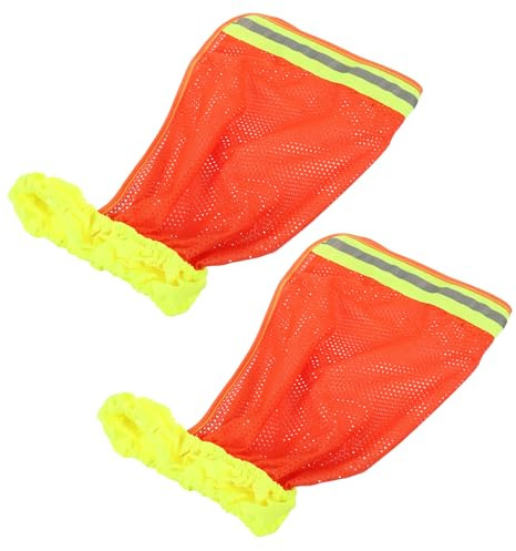 Cubre Cuello para Casco de Seguridad Naranja, Malla Reflectante 2piezas | Protector Solar Cuello de Visibilidad, Franja Brillante, Uso Exterior en Obra, Tejido Químico