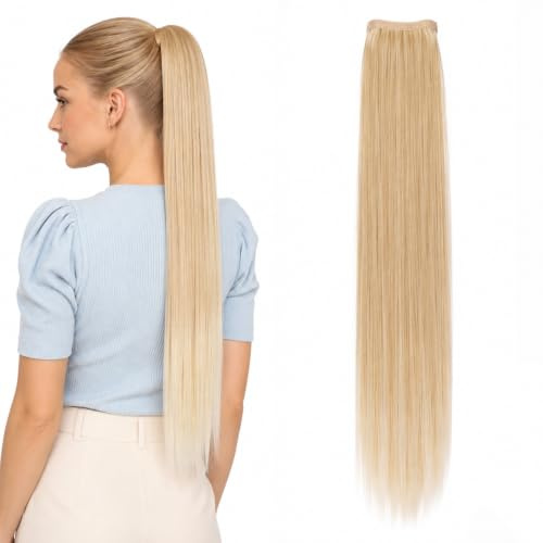 CAISHA 60cm Zopf Pferdeschwanz Extensions HaarteilHellblond Mix HC5