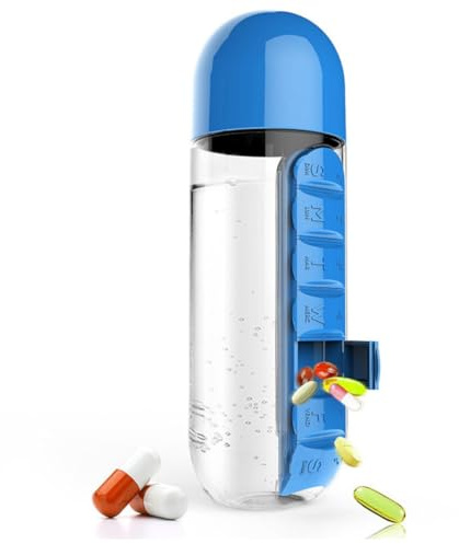 MEDOSAN Pillenflasche | Tablettendosierer | Trinkflasche | Pillenbox | Tablettendose | Wochenration | 700 ml