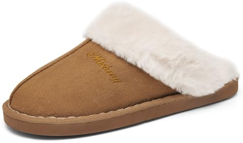 ChayChax Donna Uomo Pantofole Invernali Caldo Pelose Ciabatte Casa Comode Peluche Inverno Scarpe Casa di Cotone Morbida Winter Slippers, Marrone, 42/43 = 44/45 Etichetta