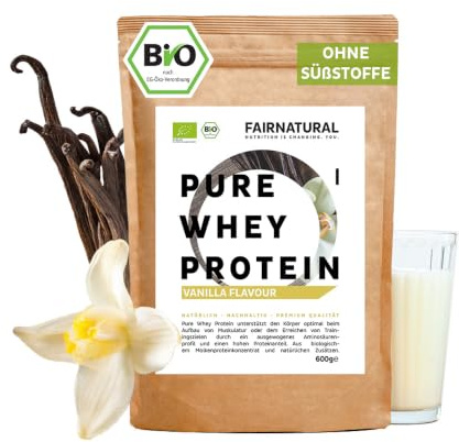 BIO WHEY Protein-Pulver Vanille ohne Chemie [Regional aus Deutschland] - Hochwertige Eiweiß-Shakes » 100% NATÜRLICH « 600g Bio Eiweiß-Pulver aus Premium Molkenprotein-Pulver ohne Soja