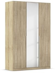 Rauch Möbel Alabama, Kleiderschrank, Farbe Eiche Sonoma, Breite 136 cm | Schrank, 3-türig, mit Spiegel, Zubehör Classic, für Schlafzimmer, Kinderzimmer, Gästezimmer, Homeoffice, Garderobe, Flur