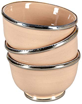 3er Set Orientalische kleine Keramikschale Schale Rund Cariba Braun Ø 11cm Groß | Bunte marokkanische Keramik Tapas Fingerfood Schalen bunt | Orient Keramikschalen klein als Geschirr & Dekoration