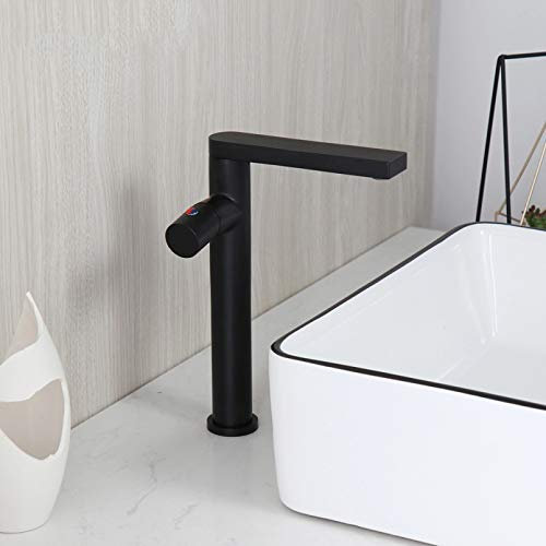 YHSGY Mattschwarzer Badarmatur Einhandwaschbecken Waschbecken Deckmontierte Wasserhähne Washbaisn Heiß- Und Kaltmischer Wasserhahn