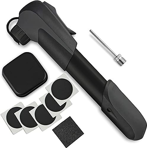 MMOBIEL Fahrradpumpe – Presta & Schräder Ventil Mini Bike Reifenpumpe – 120 PSI für Fahrrad, Rennen/MTB inkl. & Leimloses Pannenset