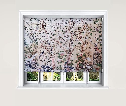 Lister Cartwright Blackout Roller Blinds Windows Child Safety Cut To Size Fitting Included Beautiful Design, Chinoiserie 60 x 140 cm