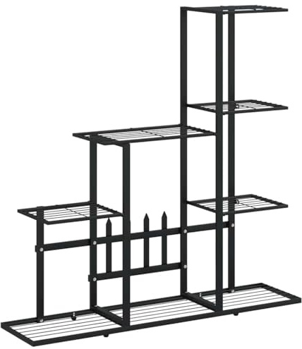 vidaXL Blumenständer Blumentreppe Pflanzenständer Blumenregal Pflanzentreppe Pflanzregal Regal Blumenbank 94,5x25x88cm Schwarz Metall