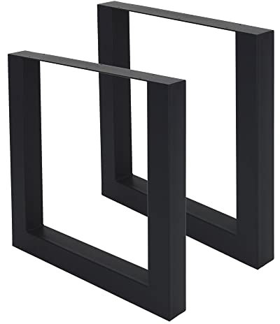 LEBENSwohnART Esstischgestell Well-U 8x8cm Schwarz Pulverbeschichtet Tischbeine Tischkufen