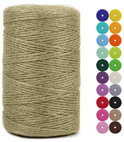 LEREATI Spago Juta 2mm x 200m, Spago Colorato Corda Canapa Naturale Corda Iuta, Spago per Decorazioni, Giardinaggio, Fai Da Te, Artigianato, Orto, Confezioni Regalo, Piante (Verde Militare)