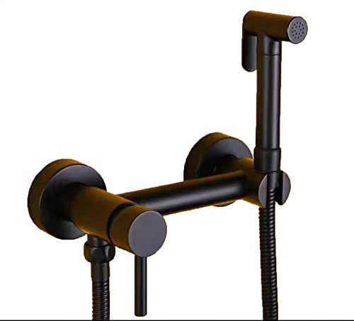 FQYEP Spruzzatore Per Bidet,Spruzzatore Acqua Per Bidet,Doccetta Per Wc Con Miscelatore,Spruzzatore Per Bidet Tenuto In Mano,Ottone,Ceramica,Spruzzatore Bidet Per Wc,Nero