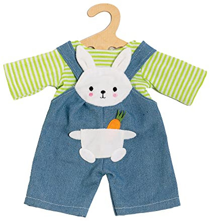 Heless 1316 - Puppenkleidung im Design Bunny Lou, 2 teiliges Set mit Latzhose und Ringelshirt für Puppen und Kuscheltiere der Größe 28-35 cm
