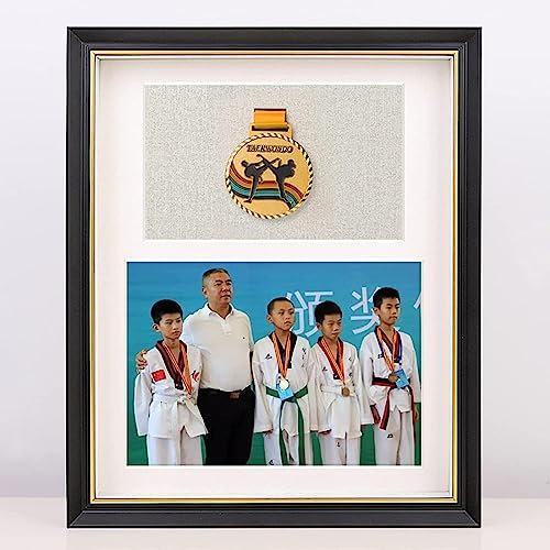 Scatola di immagazzinaggio della medaglia della cornice della foto della cornice di legno, cornice di esposizione della medaglia montata al muro, cornice tridimensionale della foto