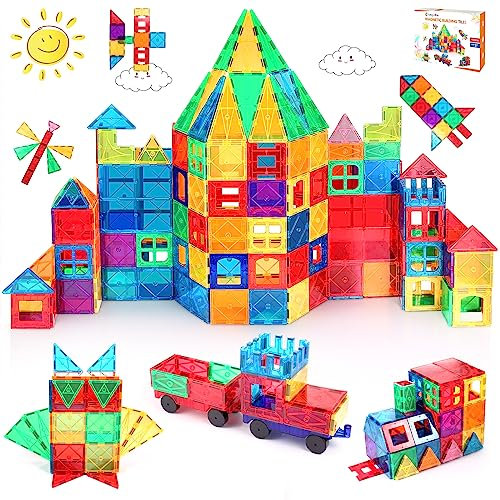 LeagoEra Bloques de Construcción Magnéticos 110 Piezas Construcciones Magneticas Niños, Bloques Construccion Niños, 3D Juego Magnetico Juguetes Niños 3 4 5 6 7 Años