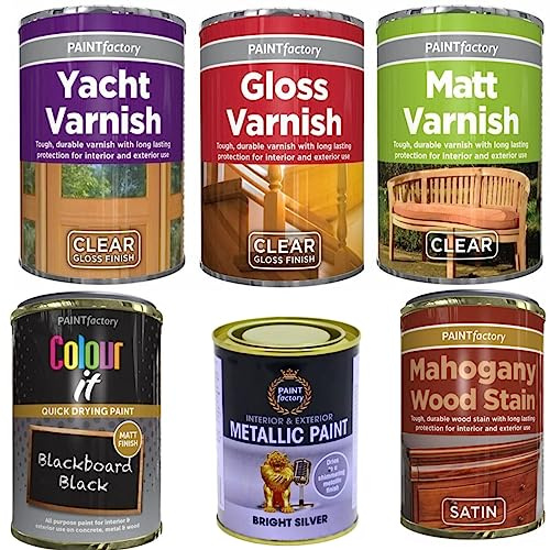 STOREX Clear Gloss Varnish Matt Varnish Yacht Varnish Blackboard Black Mahogany Wood Stain Mattalic Silver Tin Paint Long Lasting Protection Interior Exterior Metal Wood 300ml (2889 Blackboard Black)