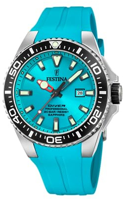 Festina Herrenuhr Analog - Kautschuk Blau - Quarzwerk - Datum - Saphirglas Hohe Widerstandsfähigkeit - Wasserdicht 20 ATM - F20664/5 The Originals