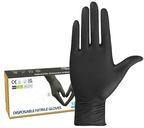 Gedikum 100x Nitrilhandschuhe Box Einweghandschuhe, Einmalhandschuhe, Untersuchungshandschuhe, puderfrei, ohne Latex, unsteril, latexfrei, disposible gloves Blau/Schwarz Gr. S-XL (Schwarz, S)