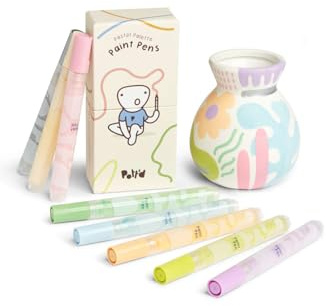 Pott'd™ Premium Acryl-Töpferfarbstifte für Erwachsene, Perfekt für Anfänger, Töpferlufttrockenlehm - Pastellfarben (x8)